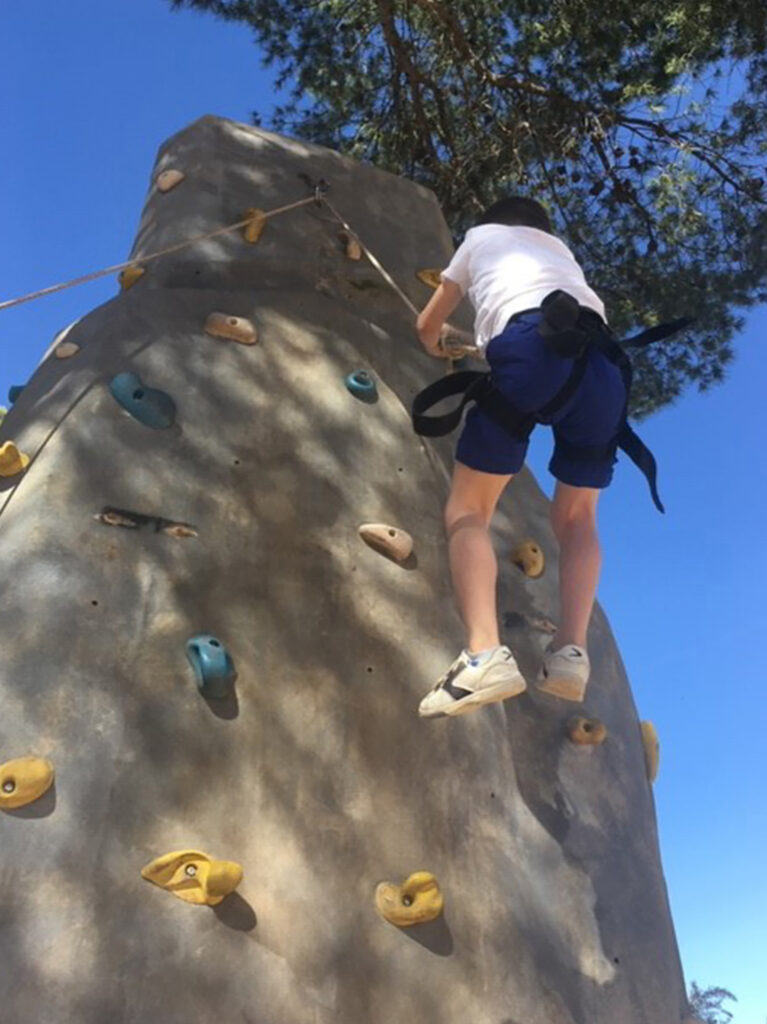 Climbing in climbing wall