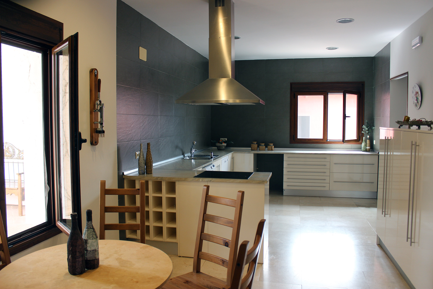 Kitchen with pantries